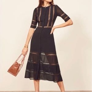 Reformation Surrey lace-trimmed georgette midi dress 6